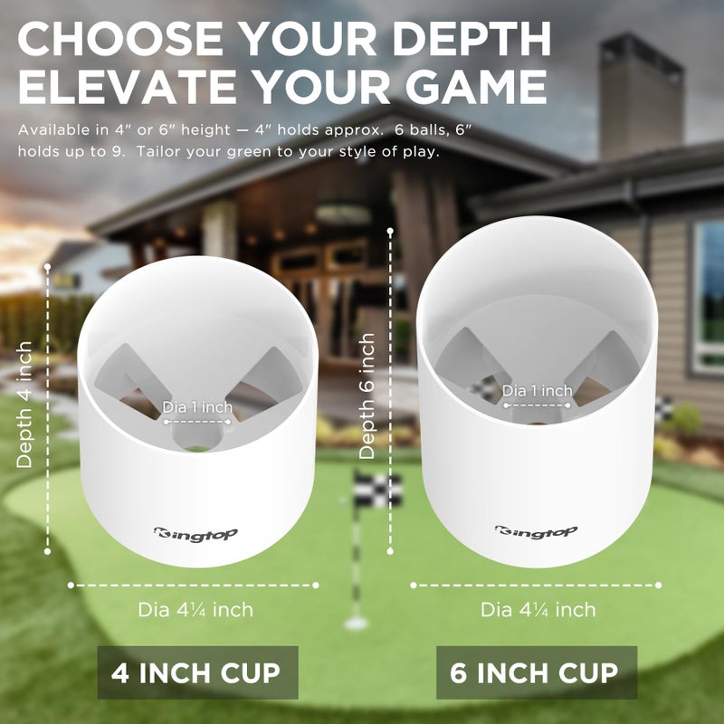 KINGTOP KIGNTOP Golf Hole Cup for Putting Green, Putting Cup, Fit USGA/PGA Regulations, Ivory White, Indoor | Outdoor, 4" Depth Optional, 1-Pack - Image 5